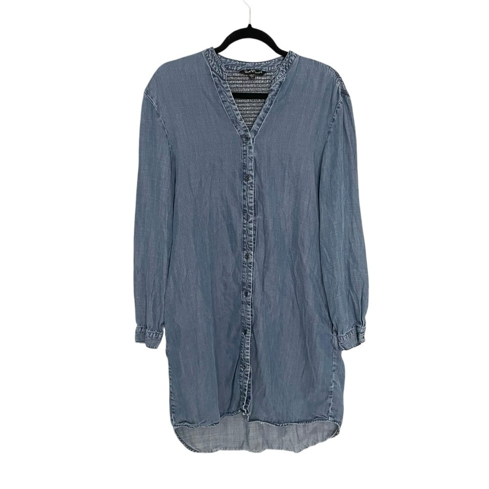Velvet Heart Blue Button Front Long Sleeve Midi Dress Large